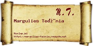 Margulies Teónia névjegykártya